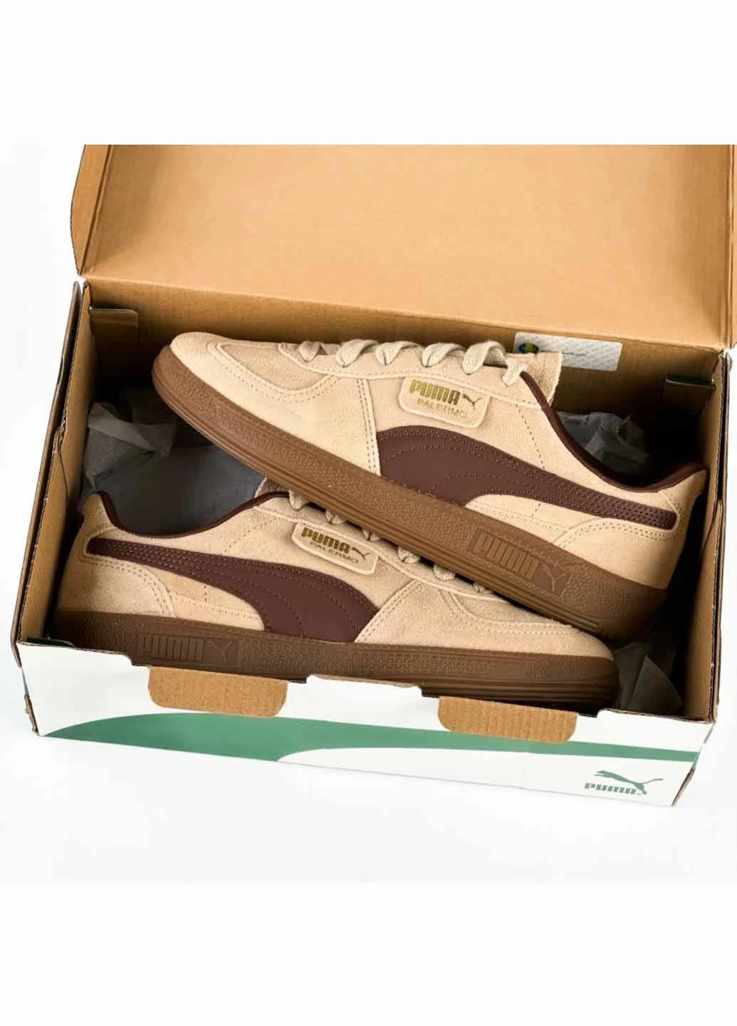 Бежевые всесезонные кроссовки 396463-60 Puma Palermo