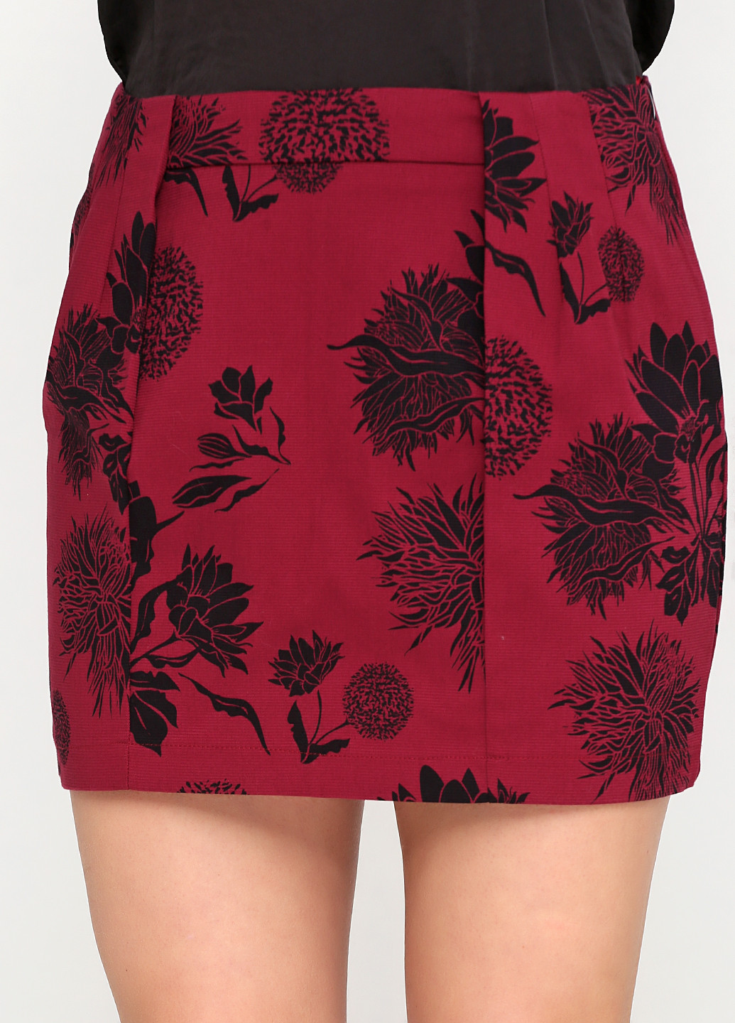 Бордовая кэжуал цветочной расцветки юбка Zara мини