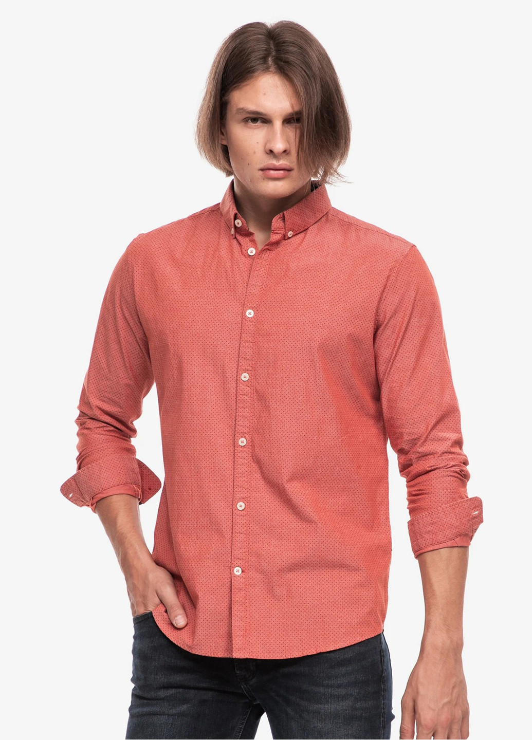 Терракотовая кэжуал рубашка в горошек Tom Tailor