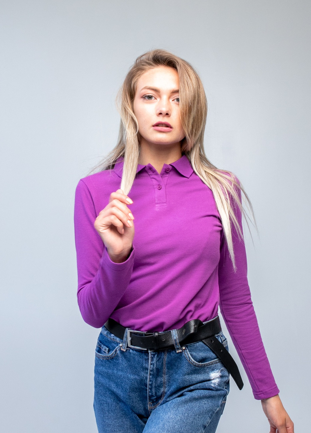 Фиолетовая кэжуал рубашка однотонная TvoePolo
