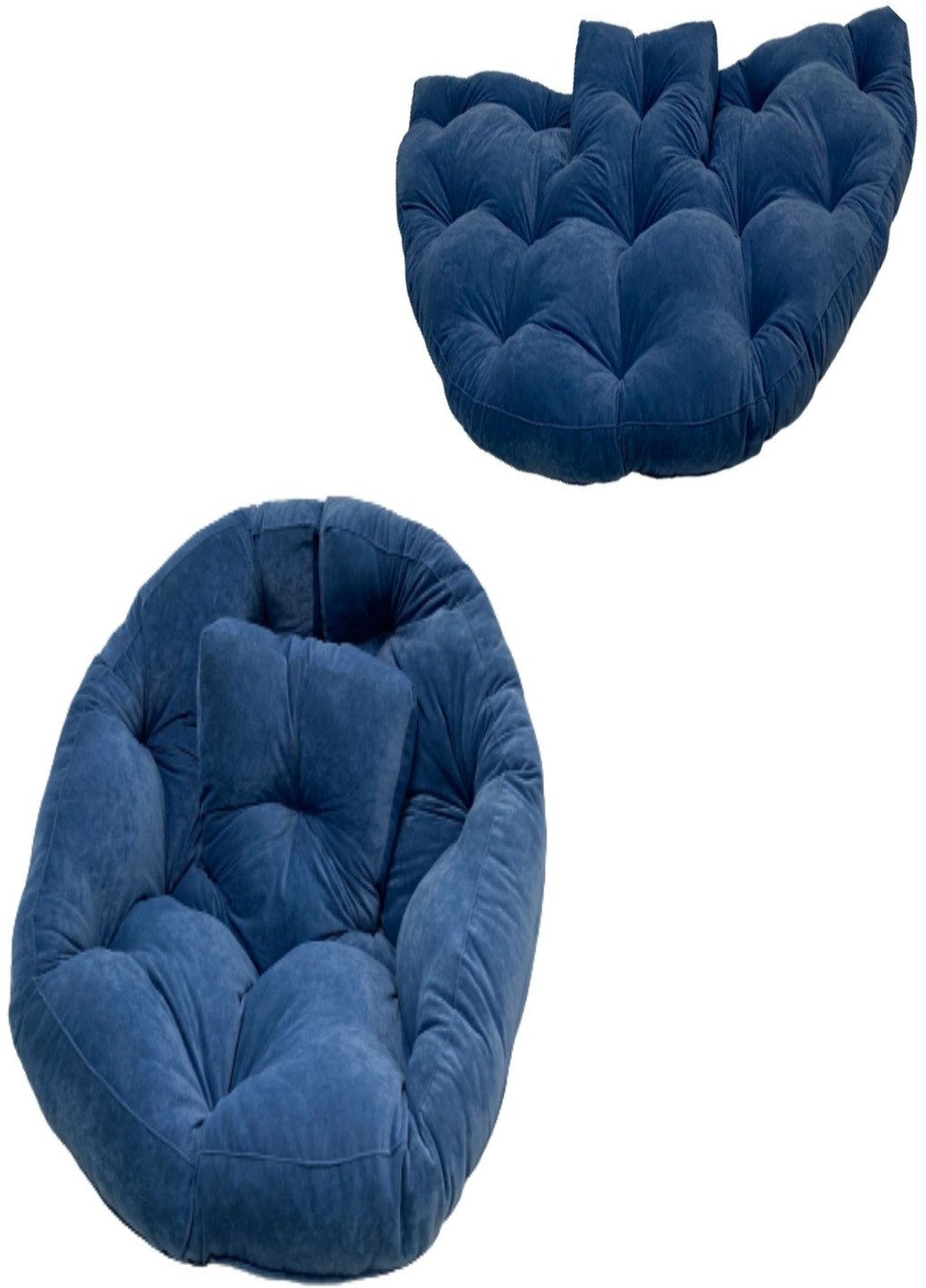 Безкаркасне розкладне крісло трансформер лежак матрац ручної роботи (2124536-Т) Блакитний велюр Francesco Marconi (230586587)