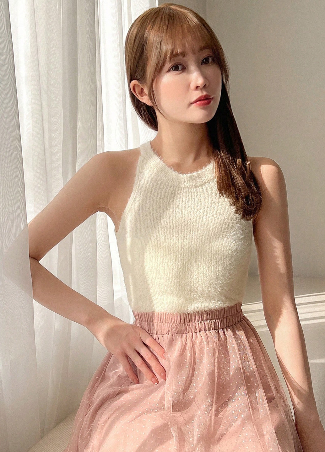 Молочний демісезонний комплект (лонгслів, топ) FRIFUL