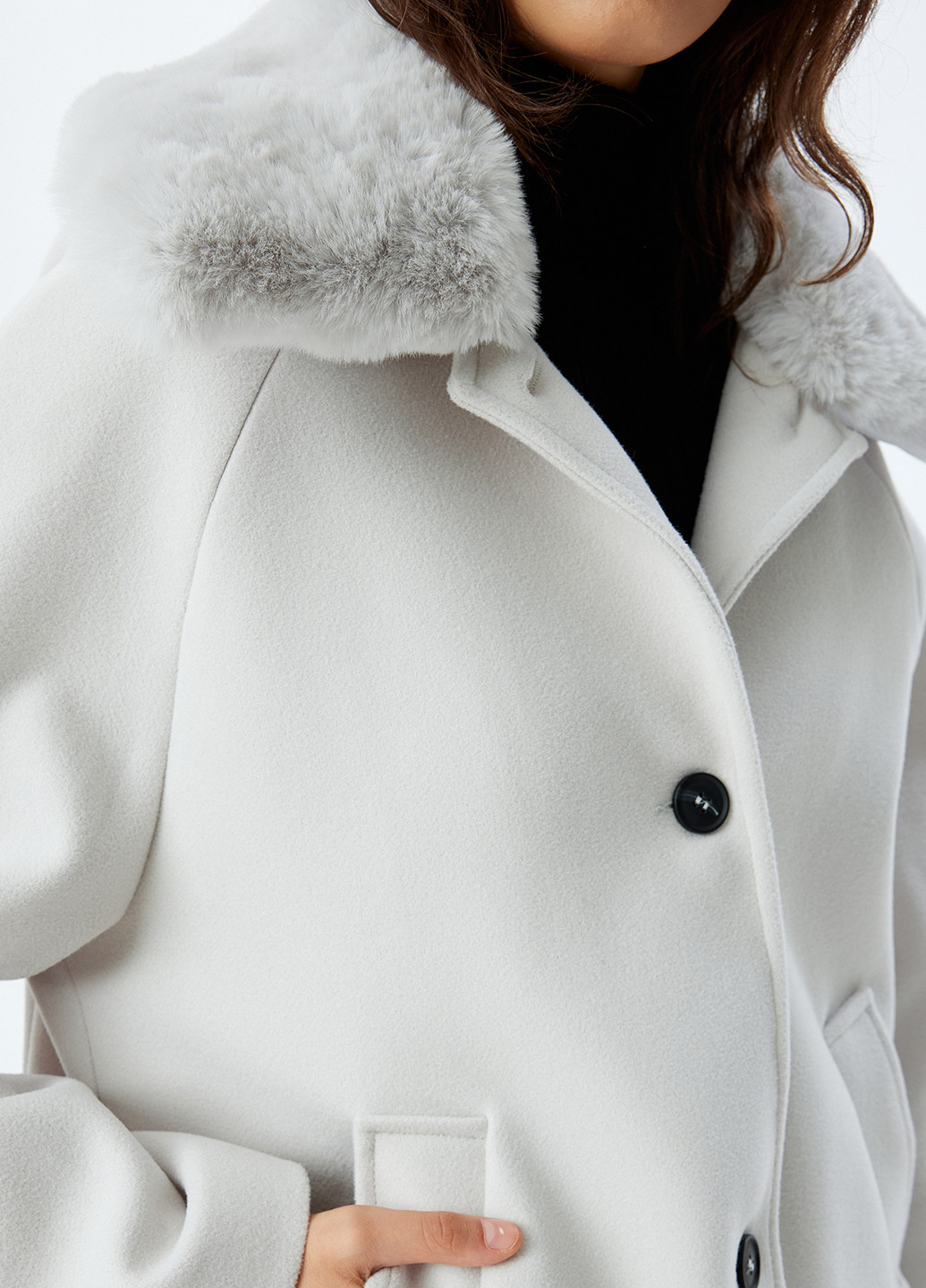 Світло-сіре Кежуал напівпальто однобортне KOTON однотонне