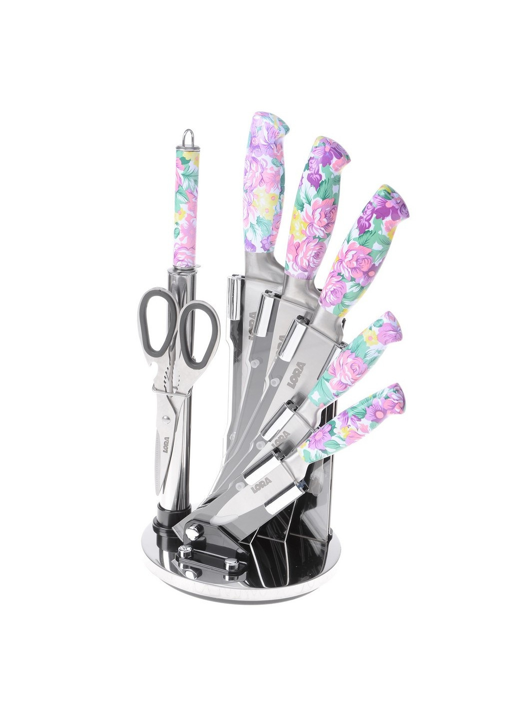 NS17SETKN / COL Набір ножів з підставкою (8 предм.) Lora чорний,