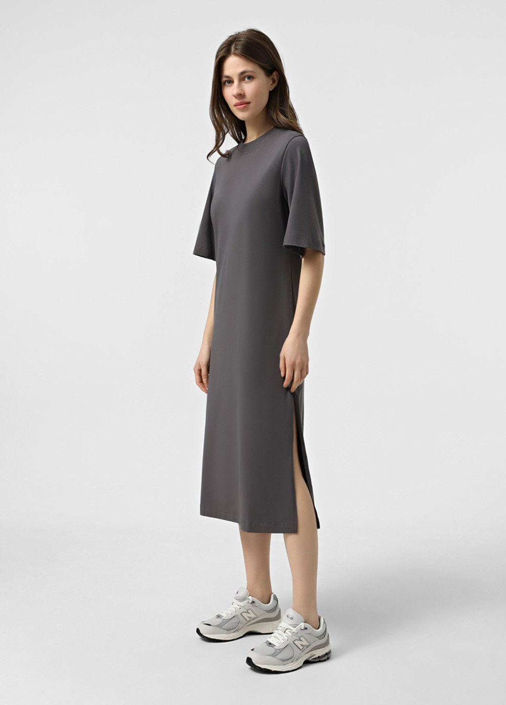 Темно-сіра кежуал сукня сукня-футболка Promin однотонна