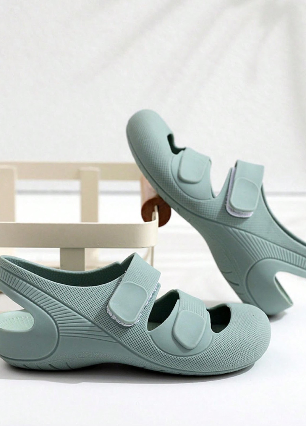 Оливковые кэжуал сандалии SHEIN на липучке