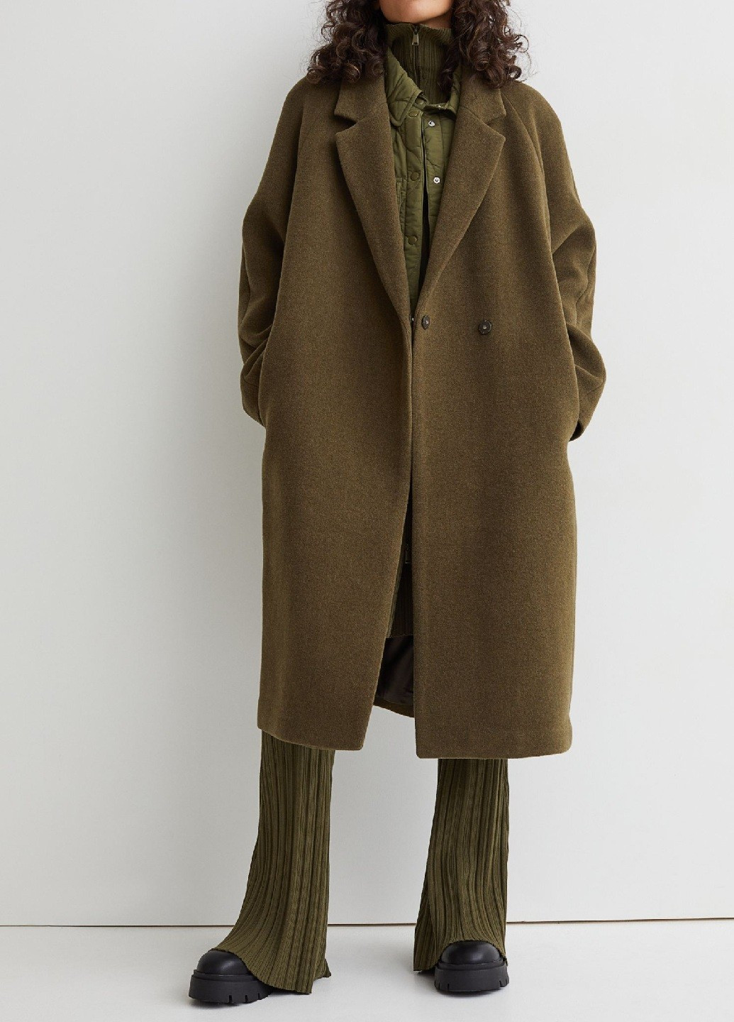 Оливковое демисезонное Пальто H&M