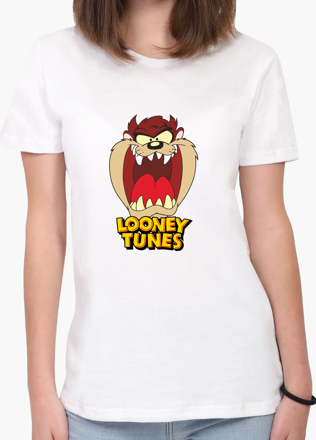 Белая демисезон футболка женская таз луни тюнз (taz looney tunes) белый (8976-2874) xxl MobiPrint