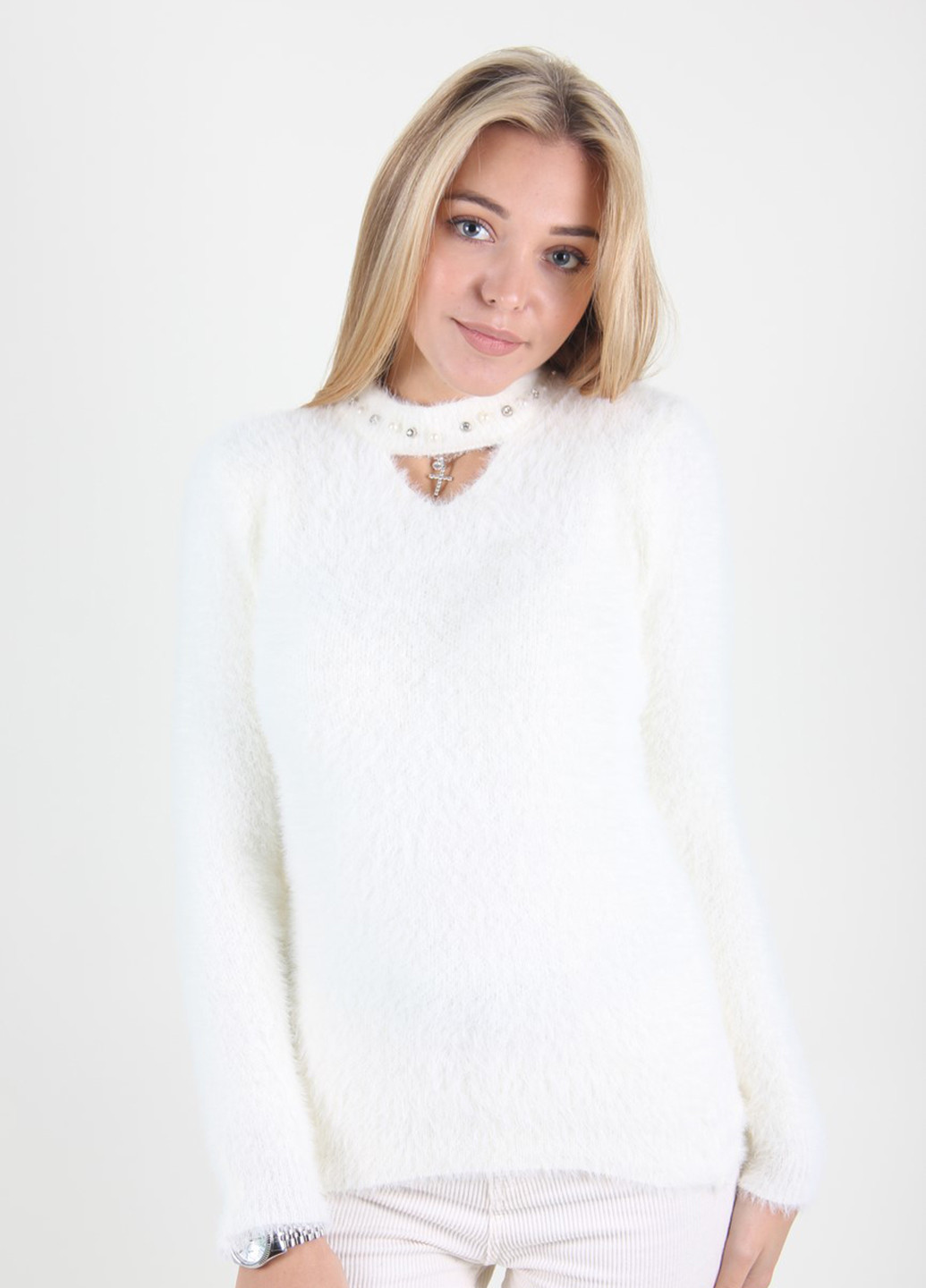 Белый зимний свитер Ladies Fasfion