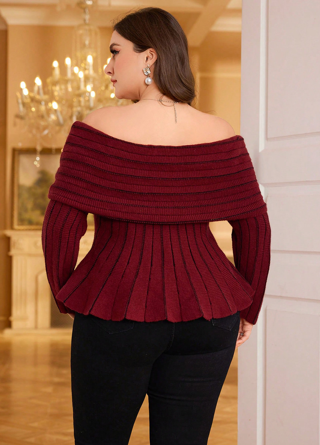 Бордовий демісезонний светр SHEIN