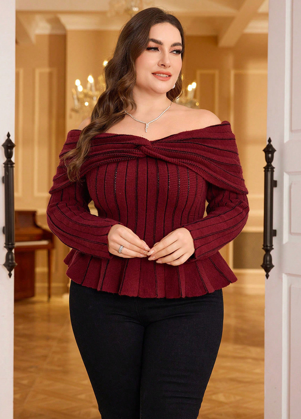 Бордовий демісезонний светр SHEIN