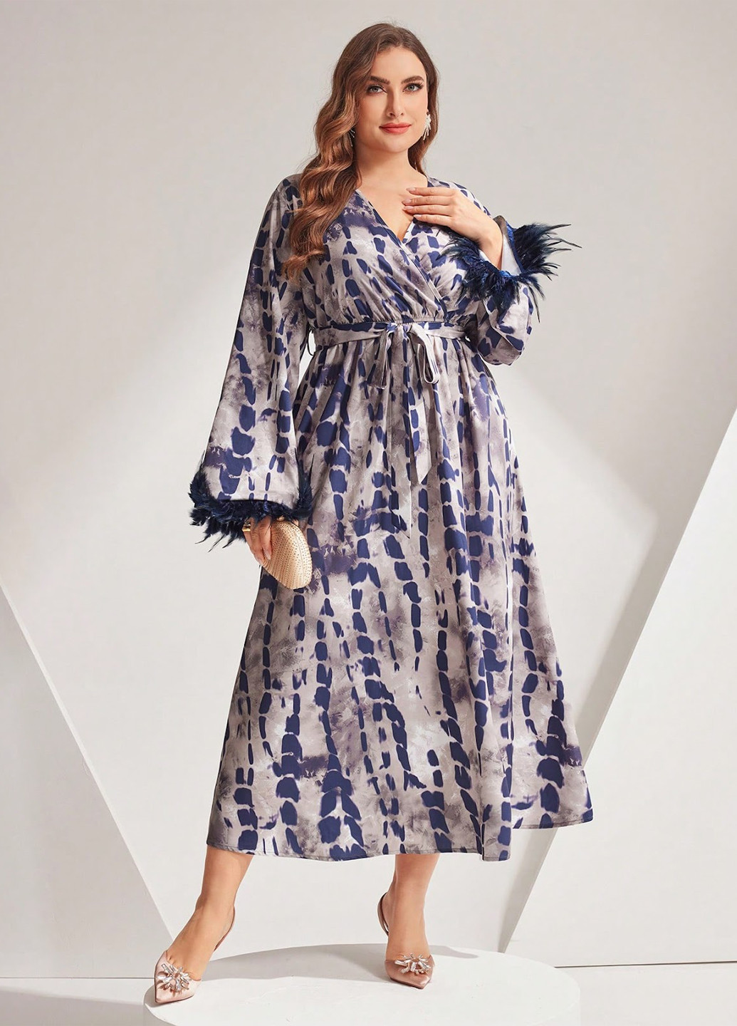 Комбінована вечірня, кежуал сукня на запах SHEIN тай-дай