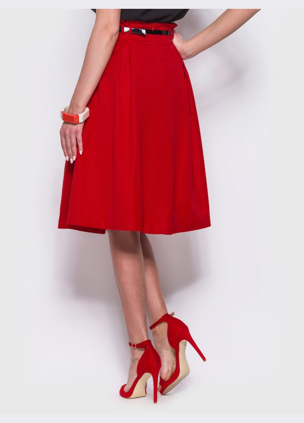 червона розкльошена спідниця з кишенями з боків Dressa (224054632)