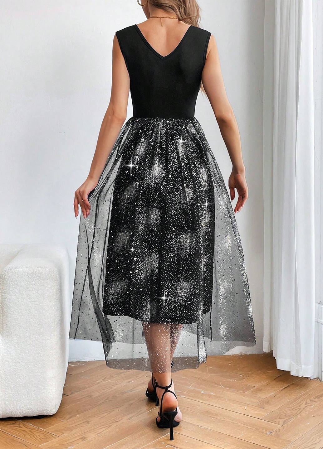 Чорна вечірня сукня SHEIN однотонна