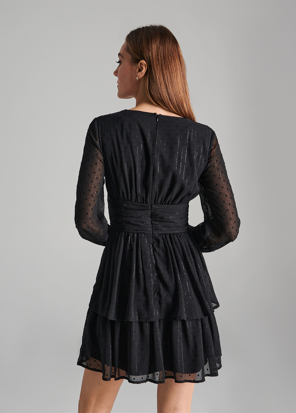 Черное кэжуал платье клеш Sinsay в горошек