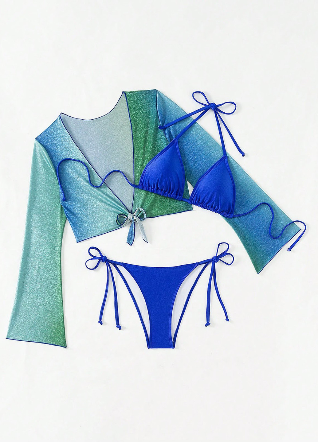 Синій демісезонний купальник (ліф, топ, трусики) роздільний, бікіні SHEIN