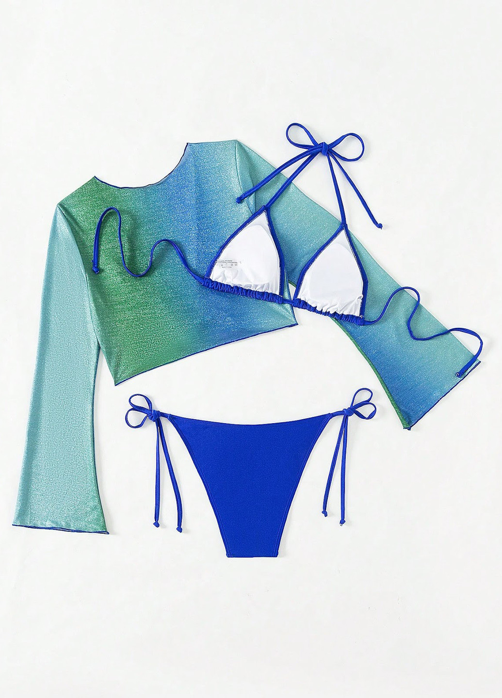 Синій демісезонний купальник (ліф, топ, трусики) роздільний, бікіні SHEIN
