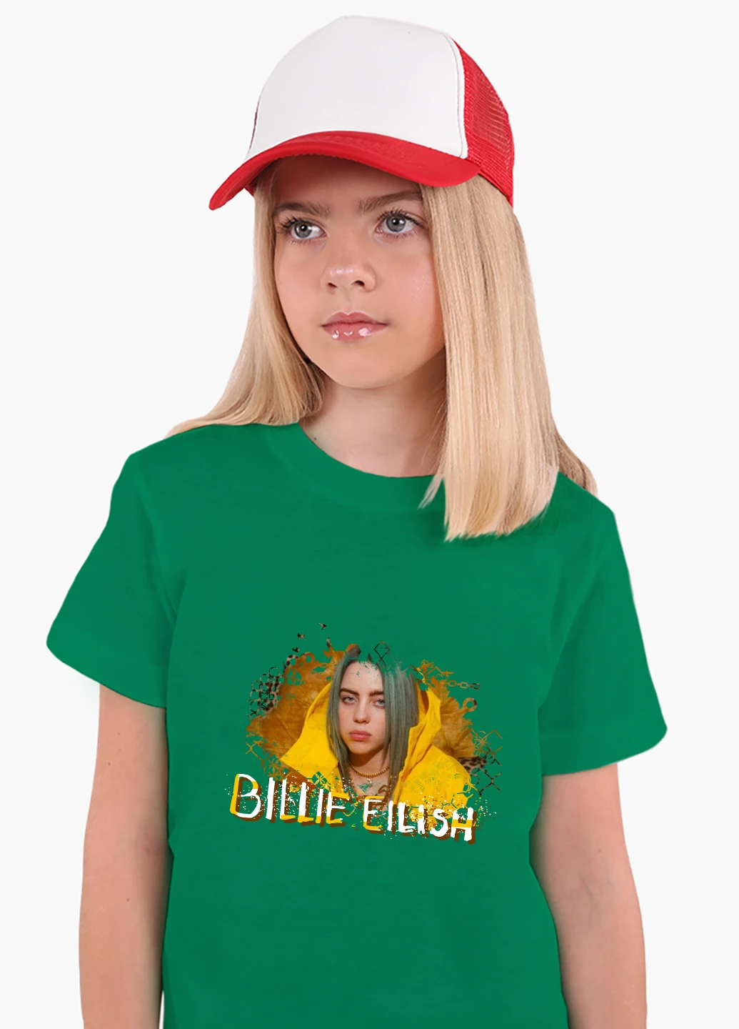 Зелена демісезонна футболка дитяча біллі айлиш (billie eilish) (9224-1215) MobiPrint