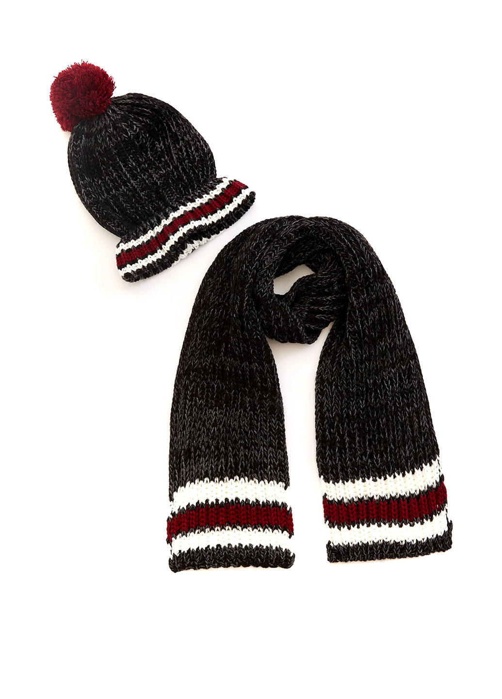 Комплект(шапка, шарф) DeFacto шапка + шарф тёмно-серые кэжуалы акрил
