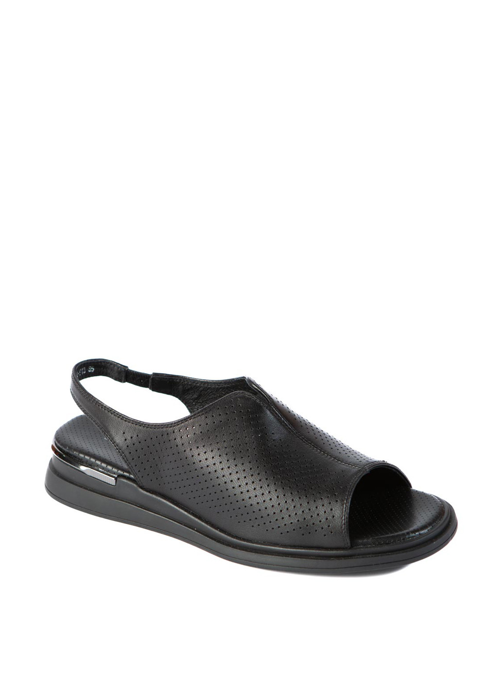 Черные босоножки LEDY MARCIA без застежки с перфорацией