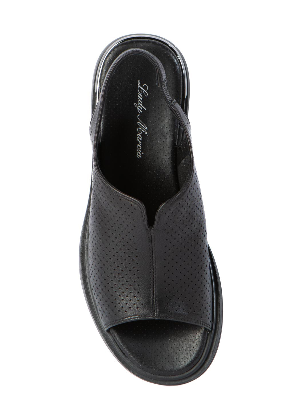 Черные босоножки LEDY MARCIA без застежки с перфорацией