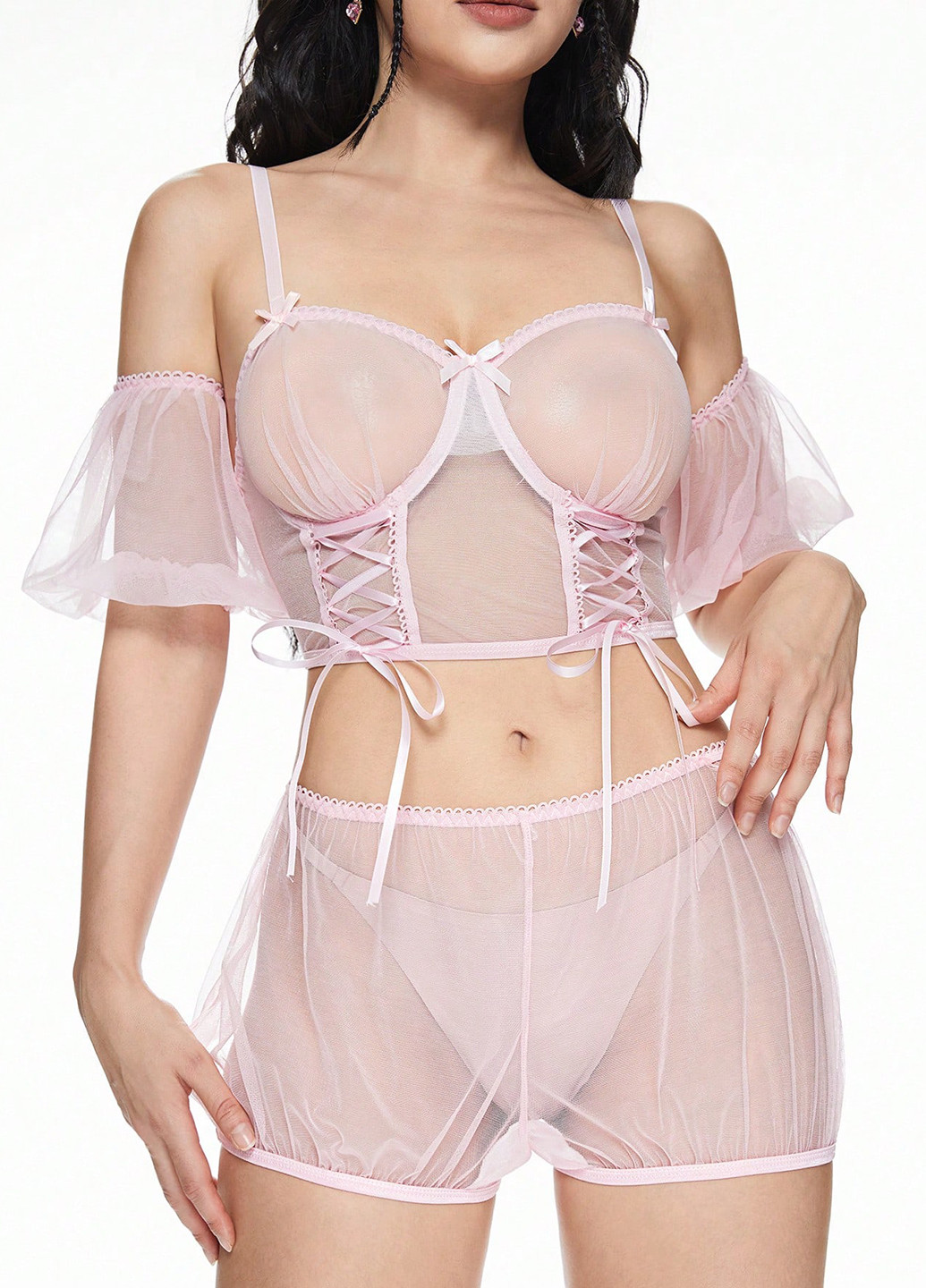 Рожевий демісезонний комплект (бюстгальтер, трусики) SHEIN