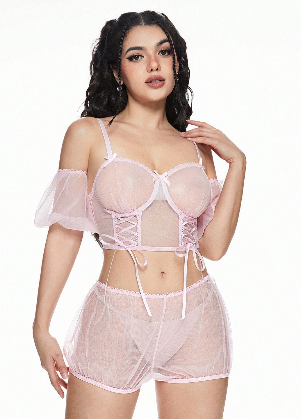 Рожевий демісезонний комплект (бюстгальтер, трусики) SHEIN