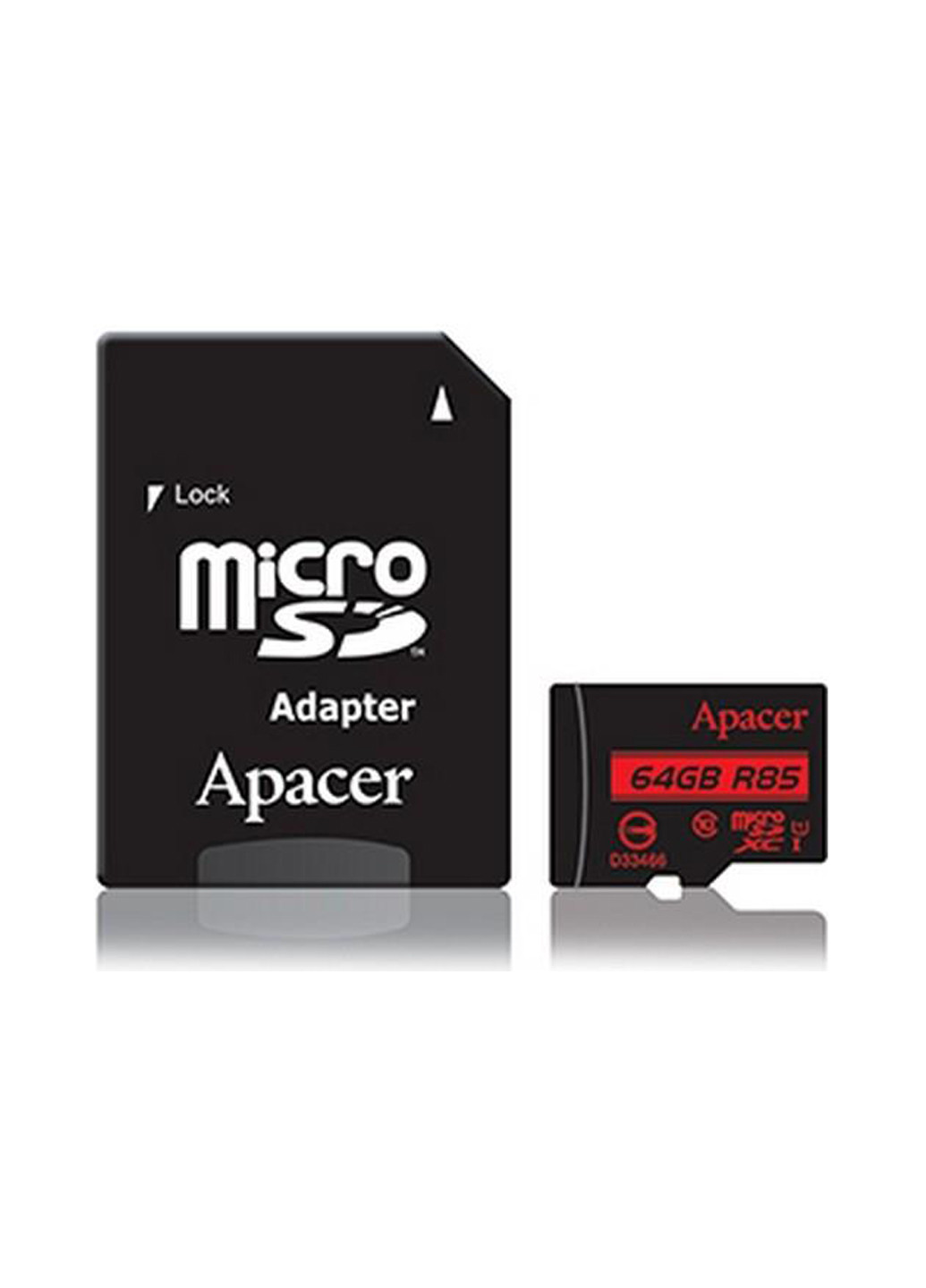 Карта пам'яті microSDXC 64GB C10 UHS-I (R85MB / s) + SD-adapter (AP64GMCSX10U5-R) Apacer Карта памяти Apacer microSDXC 64GB C10 UHS-I (R85MB/s) + SD-adapter (AP64GMCSX10U5-R) чорні