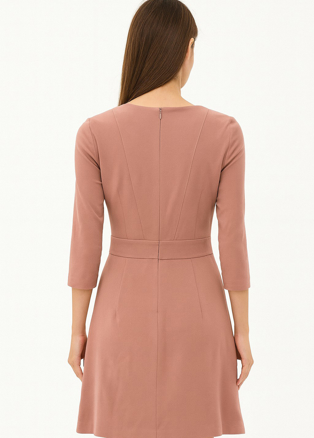 Розовое кэжуал платье клеш Sassofono однотонное