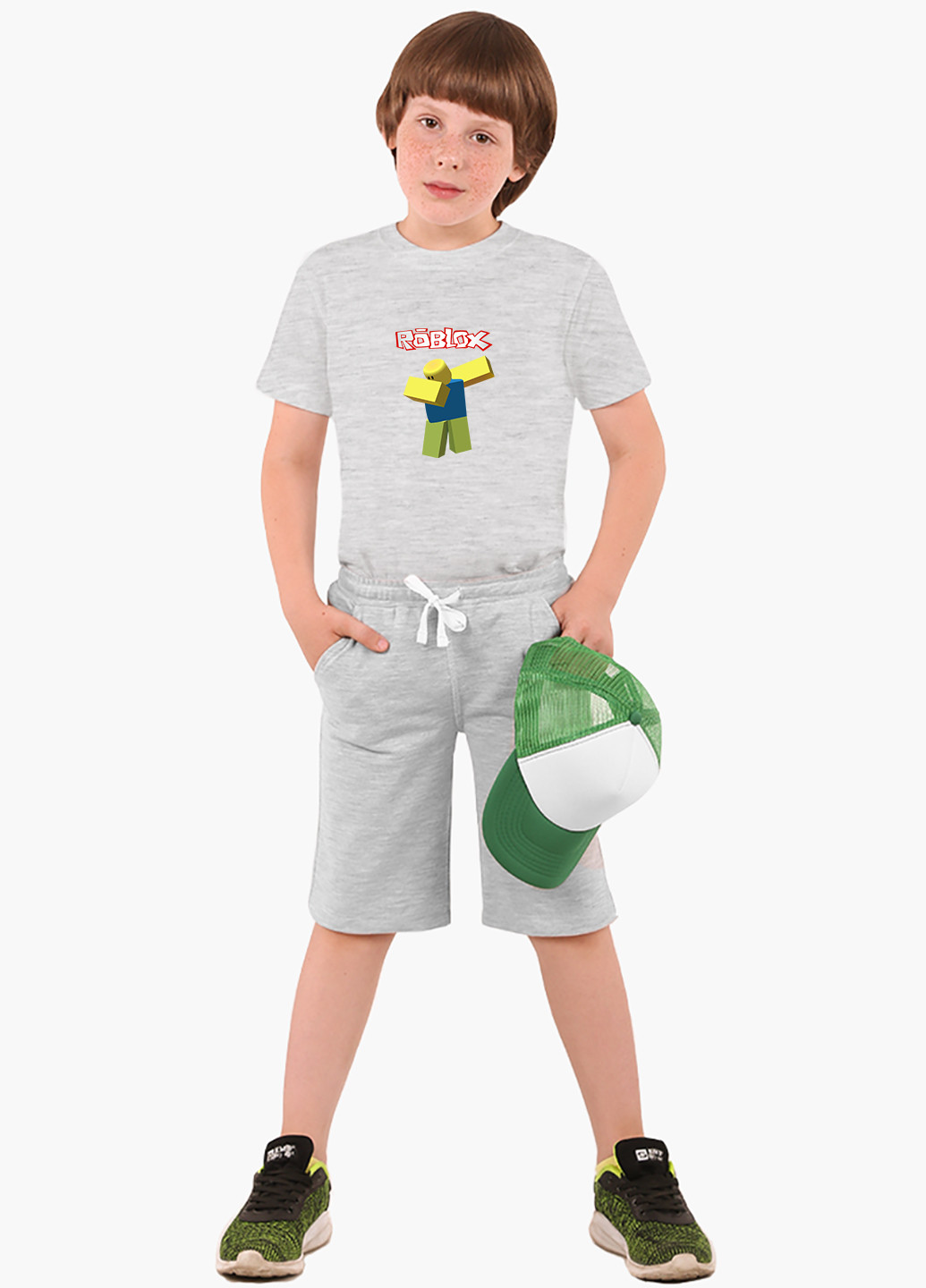 Світло-сіра демісезонна футболка дитяча роблокс (roblox) (9224-1707) MobiPrint