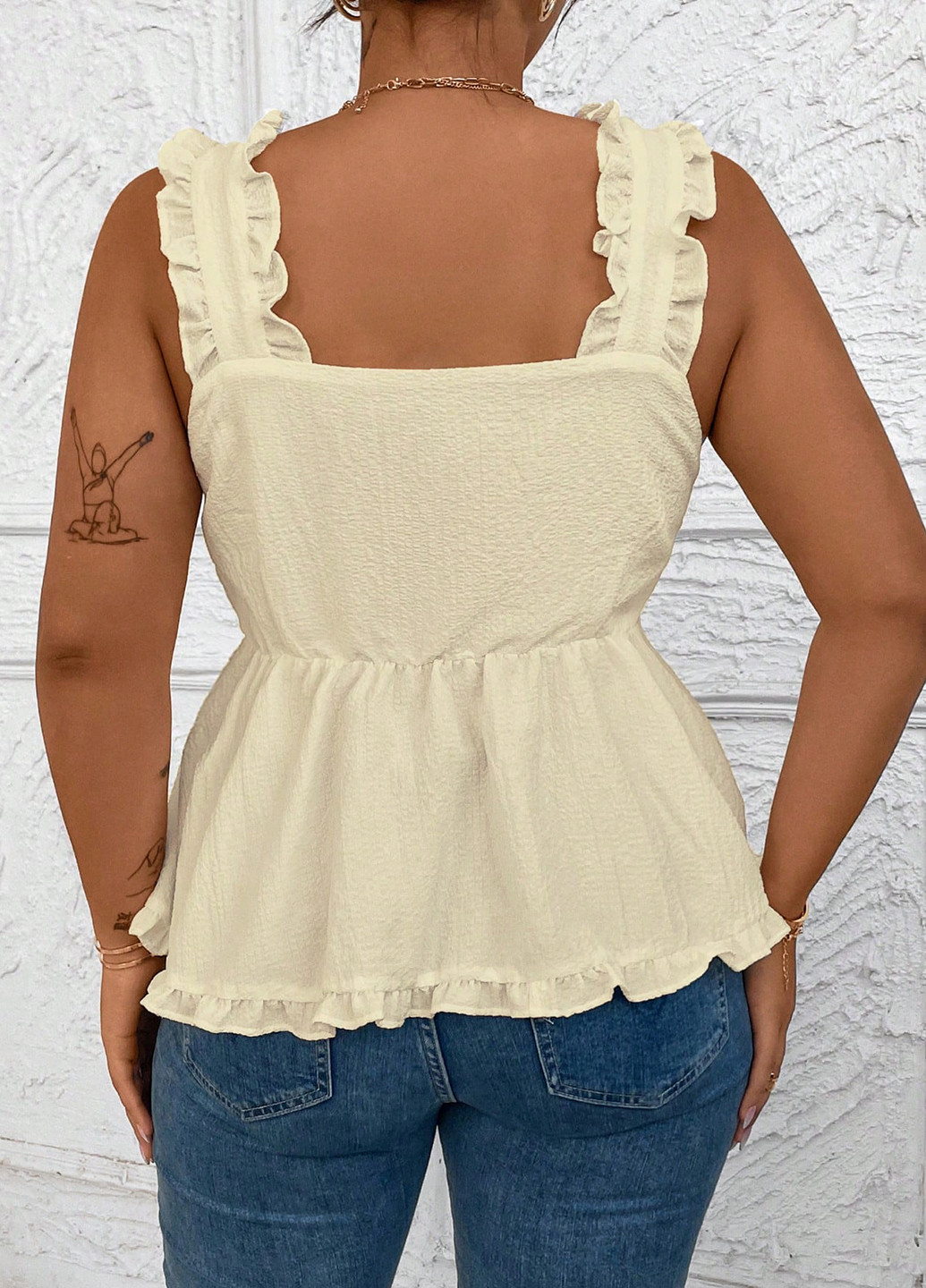 Світло-жовта блуза з баскою SHEIN