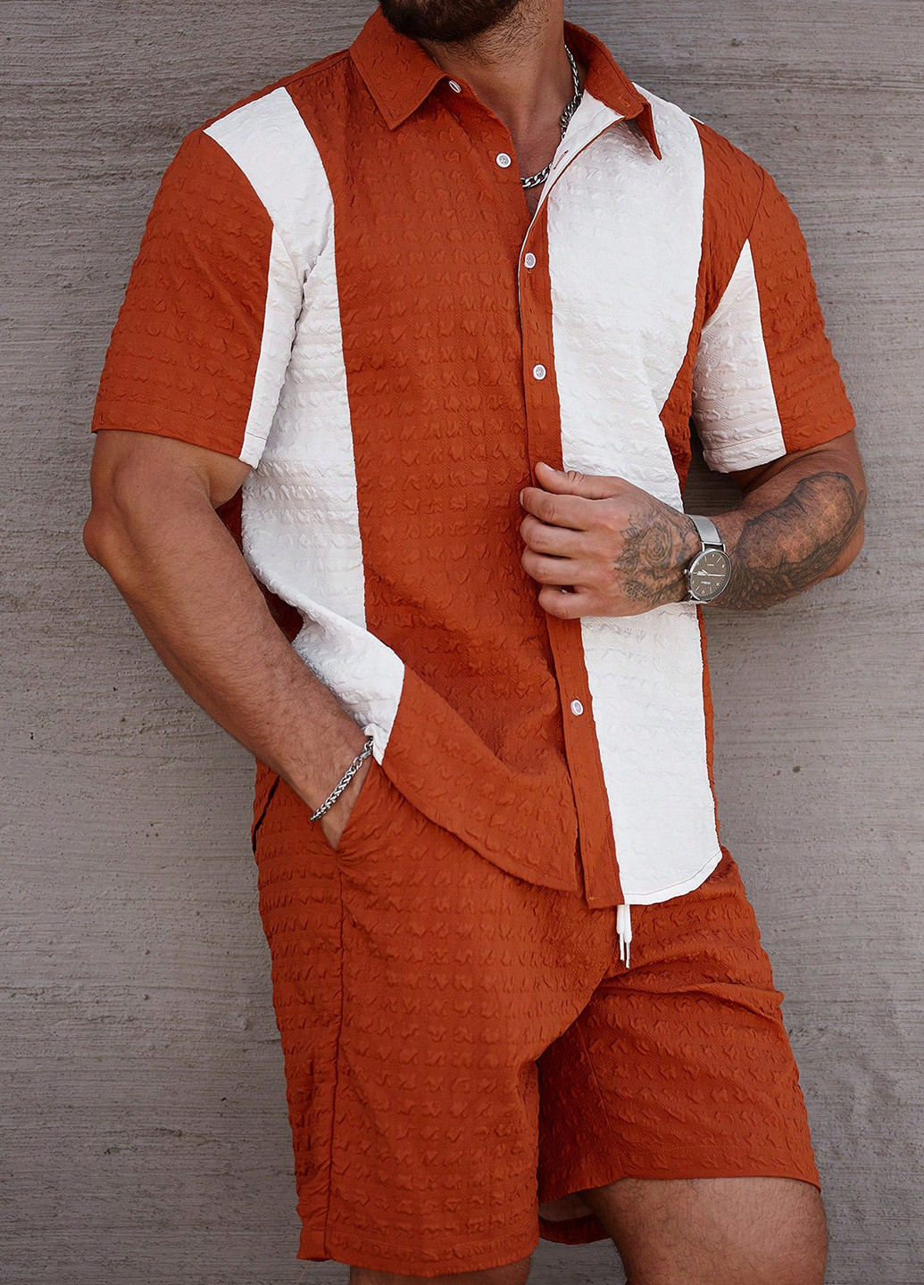 Комбінований літній костюм (сорочка, шорти) з шортами, з сорочкою SHEIN