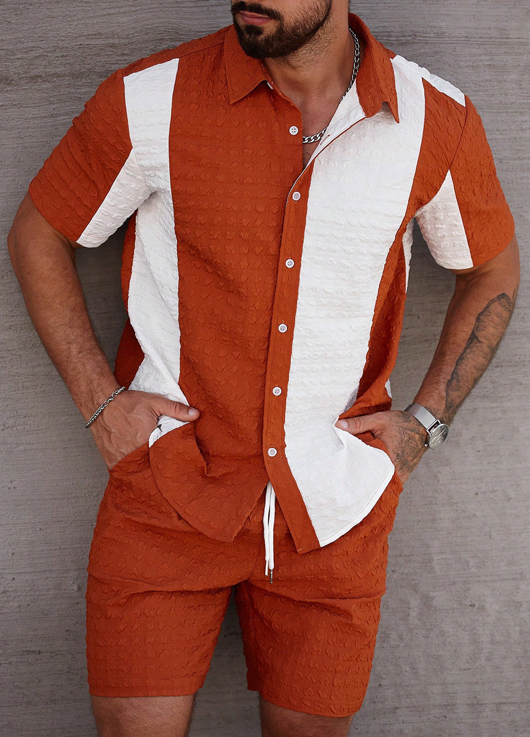 Комбінований літній костюм (сорочка, шорти) з шортами, з сорочкою SHEIN