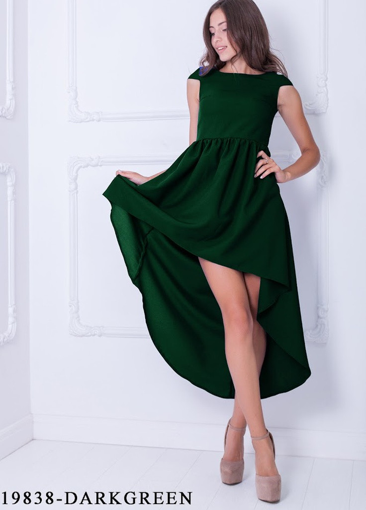Зеленое кэжуал асимметричное платье ferreira зеленый Podium однотонное