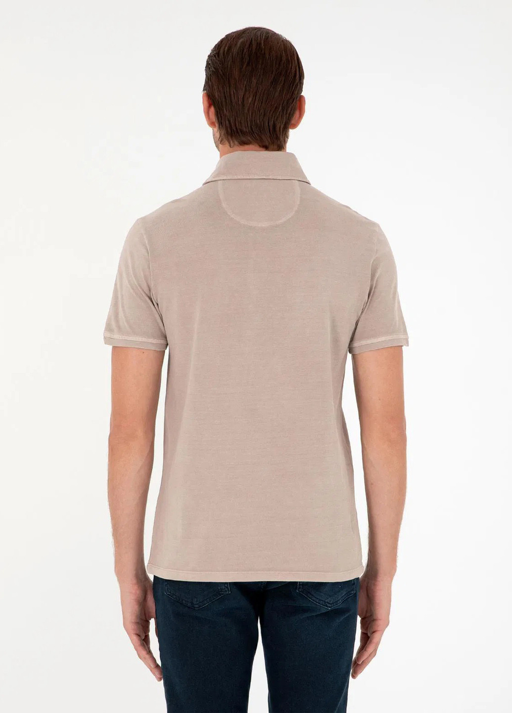 Темно-бежевая футболка-поло для мужчин Pierre Cardin с логотипом