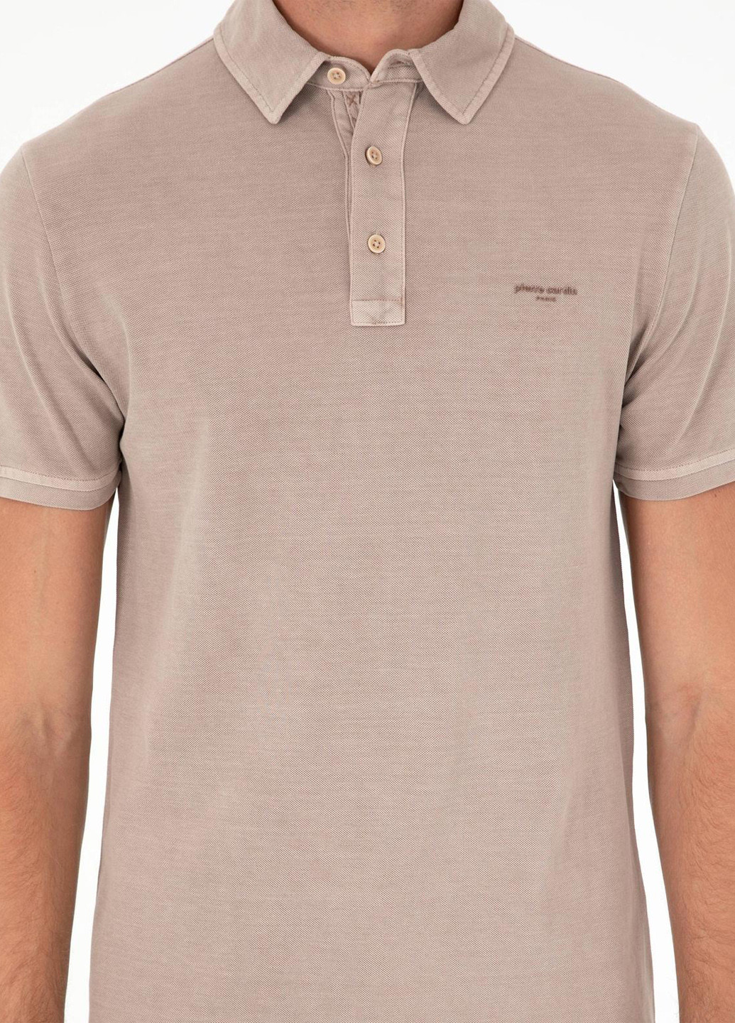 Темно-бежевая футболка-поло для мужчин Pierre Cardin с логотипом
