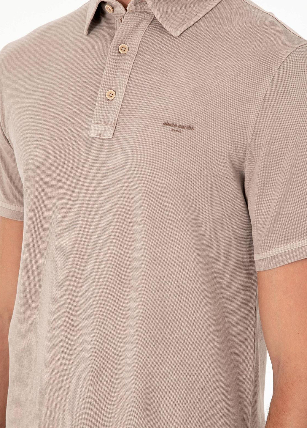 Темно-бежевая футболка-поло для мужчин Pierre Cardin с логотипом