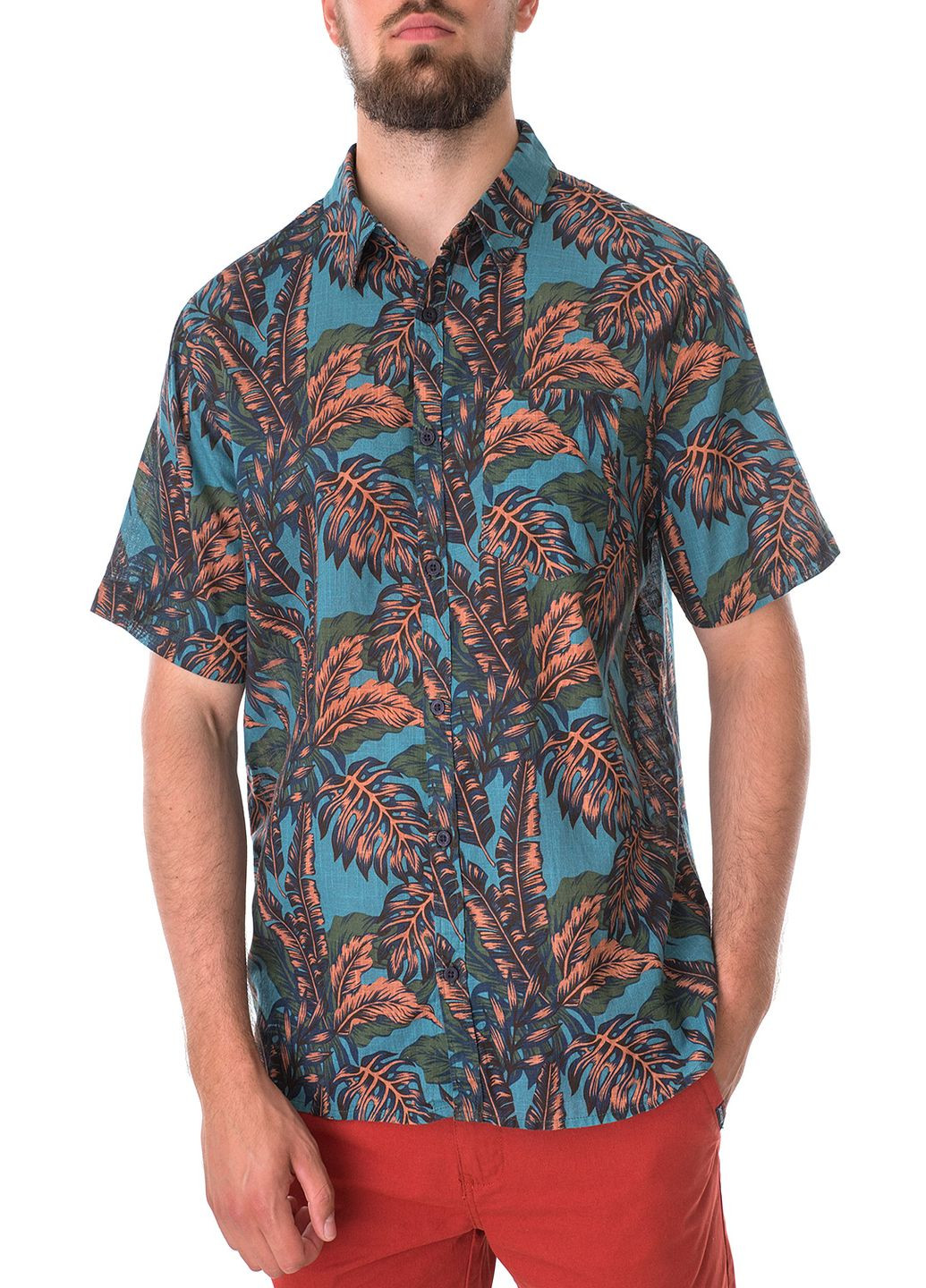 Синяя рубашка с цветами E-Bound