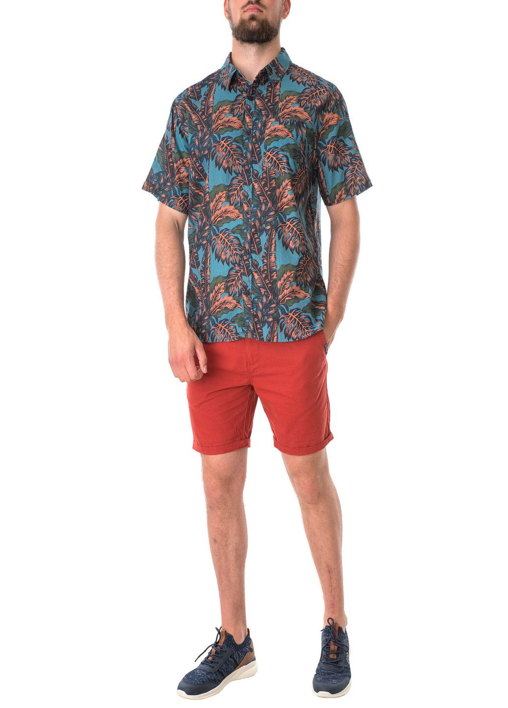 Синяя рубашка с цветами E-Bound