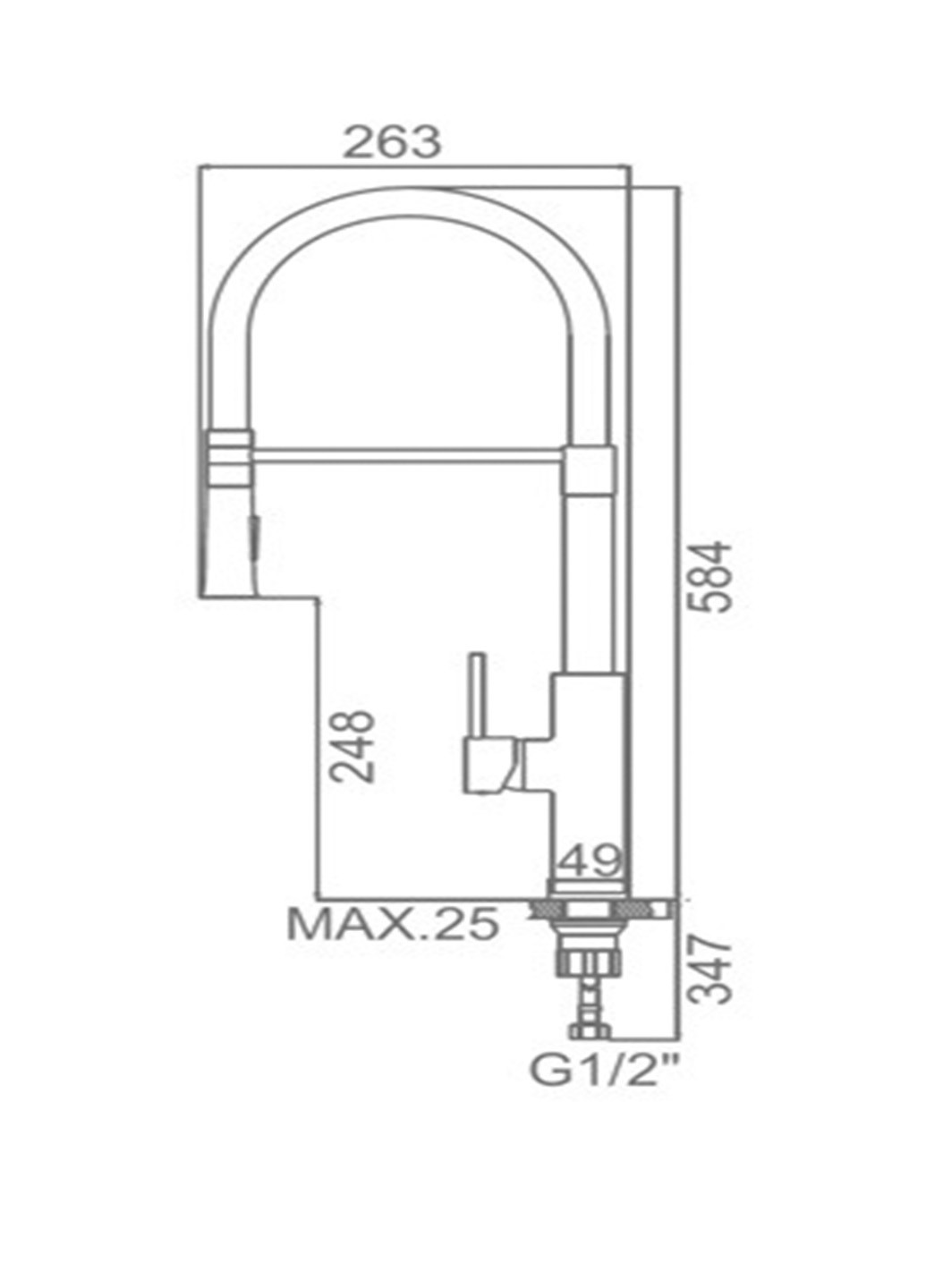 Змішувач для LEDEME 4097-9 для кухонного миття одне захоплення XO сірий модерн
