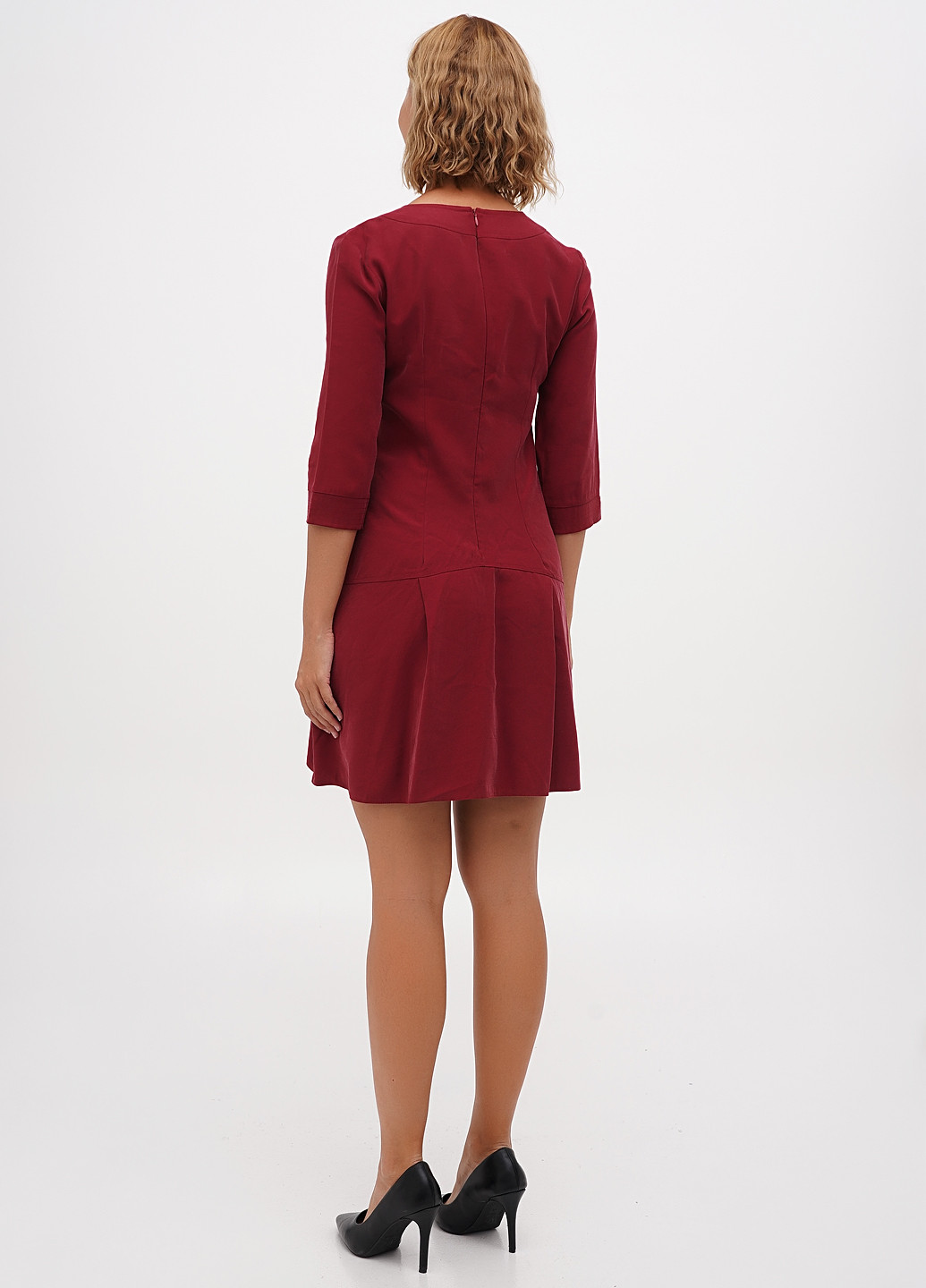 Бордова кежуал сукня кльош Sassofono однотонна