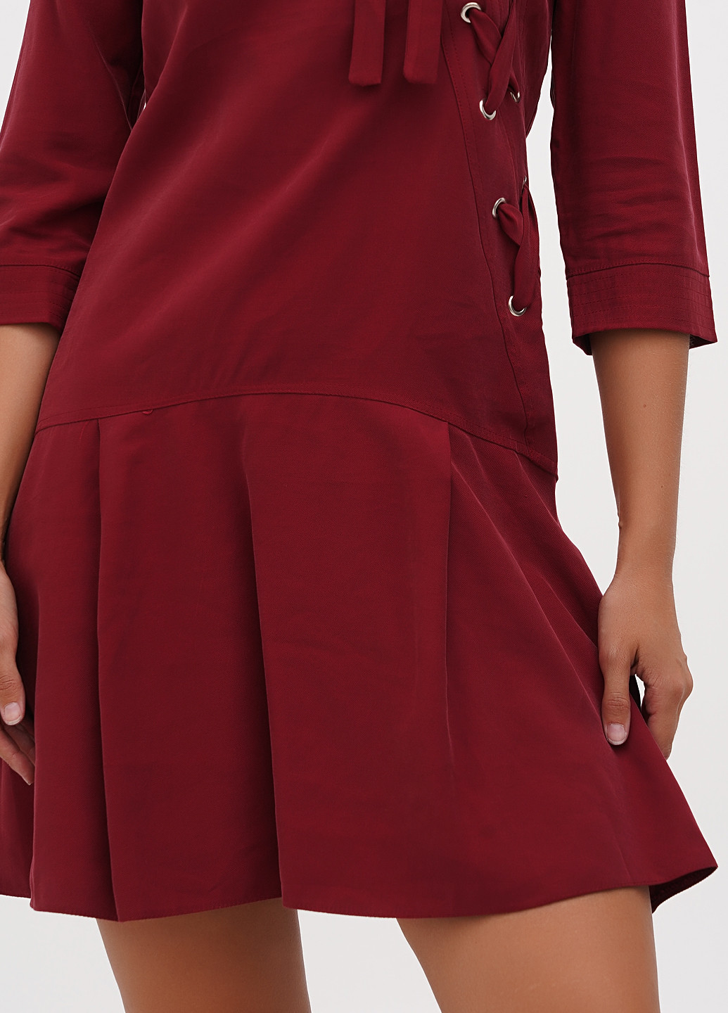 Бордова кежуал сукня кльош Sassofono однотонна