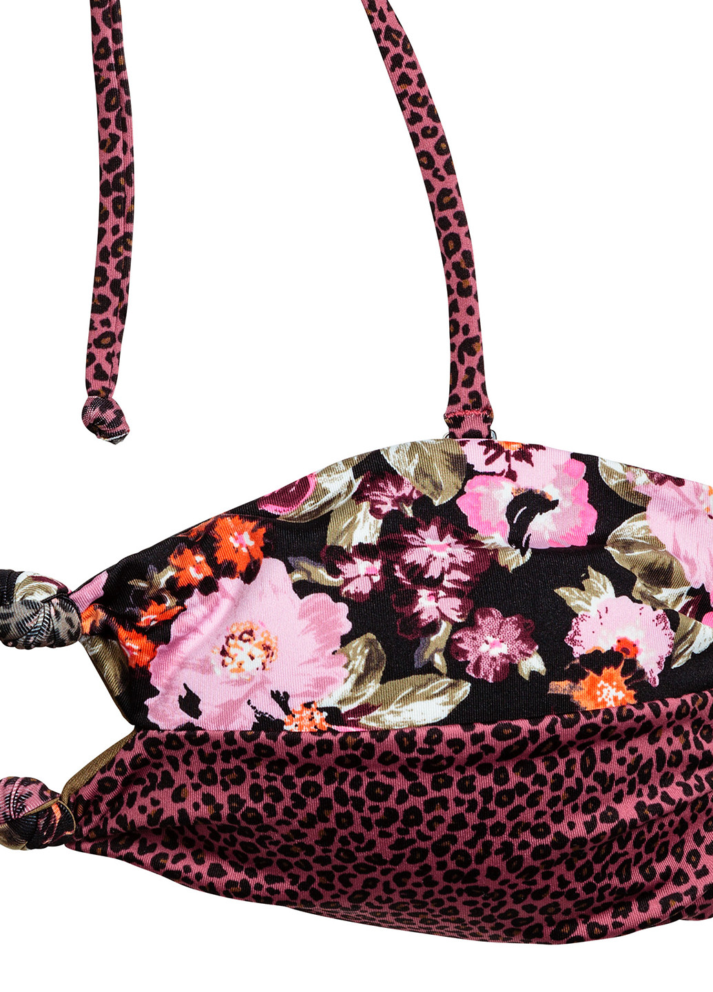 Купальный лиф H&M бандо леопардовый комбинированный пляжный полиамид