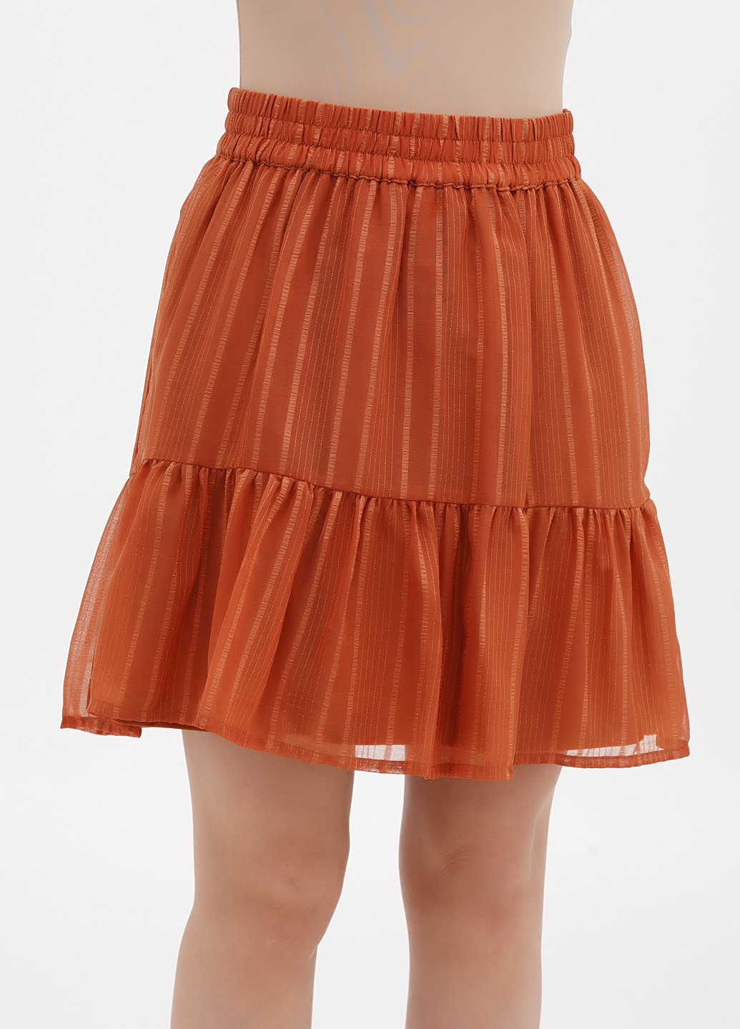 Светло-коричневая кэжуал в полоску юбка Ichi клешированная