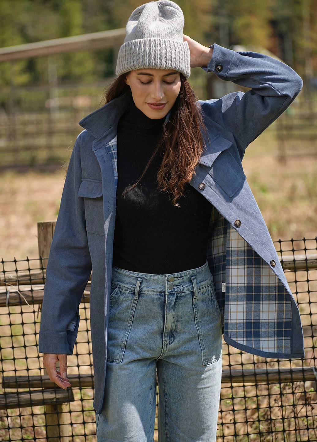 Темно-сіра демісезонна куртка куртка-піджак SHEIN