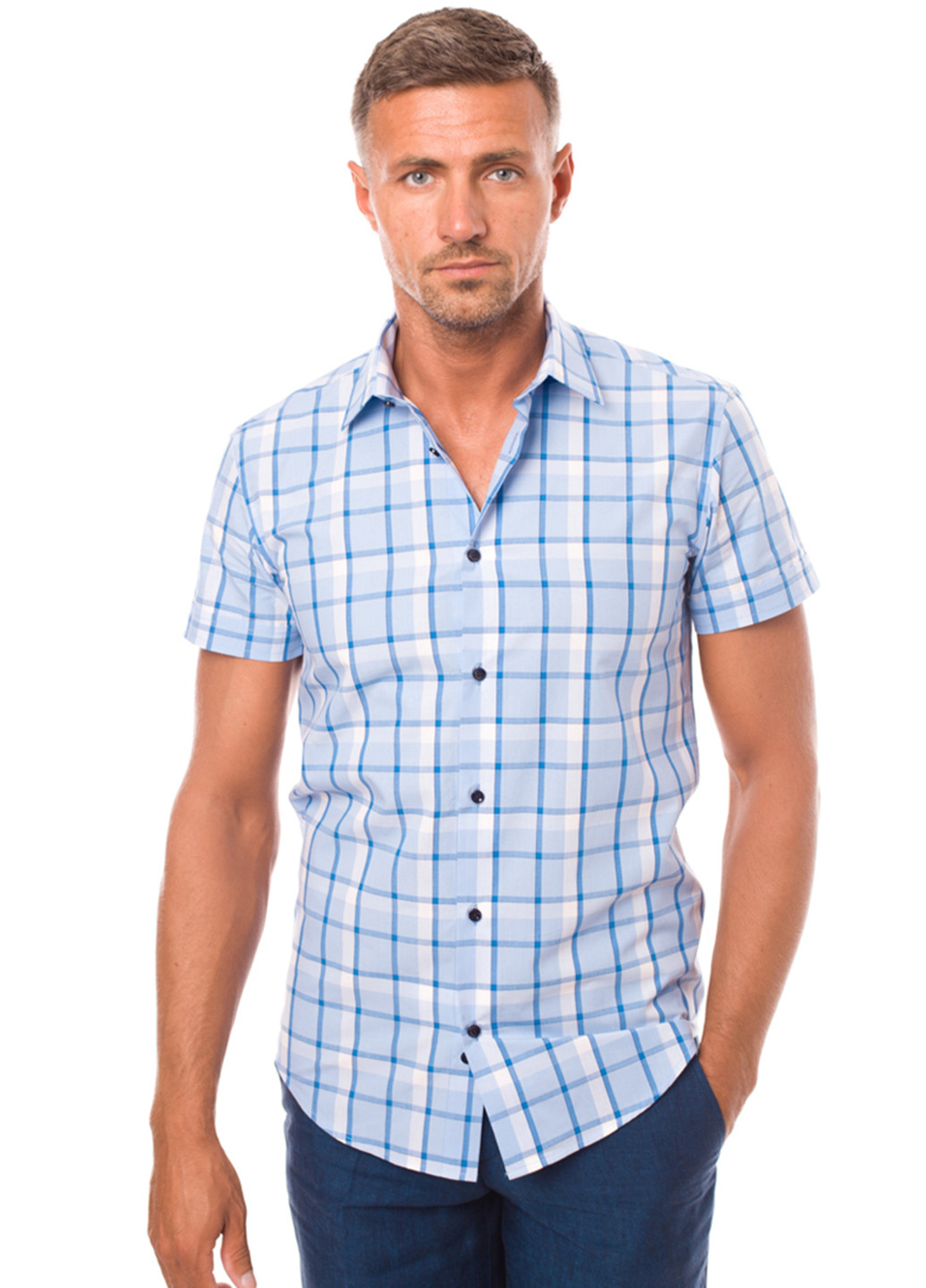 Голубой кэжуал рубашка Arber с коротким рукавом