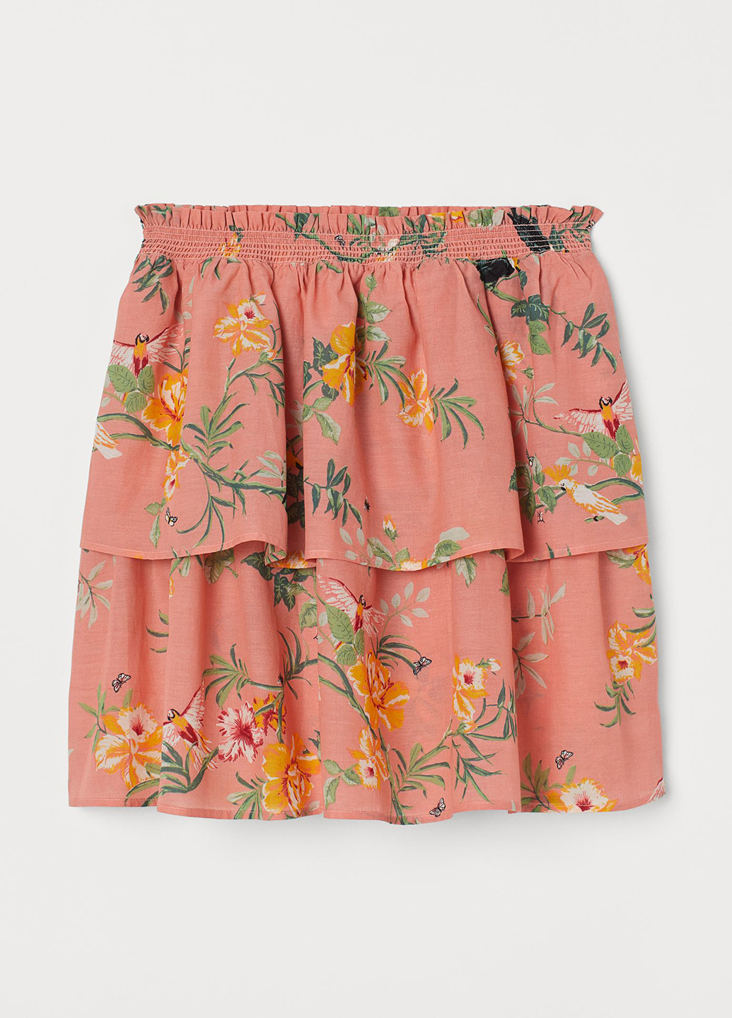 Персиковая кэжуал цветочной расцветки юбка H&M клешированная