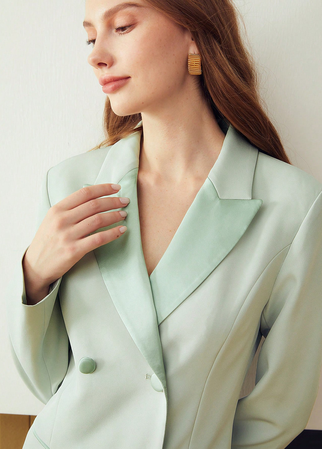 Мятное кэжуал платье платье-жакет SHEIN однотонное