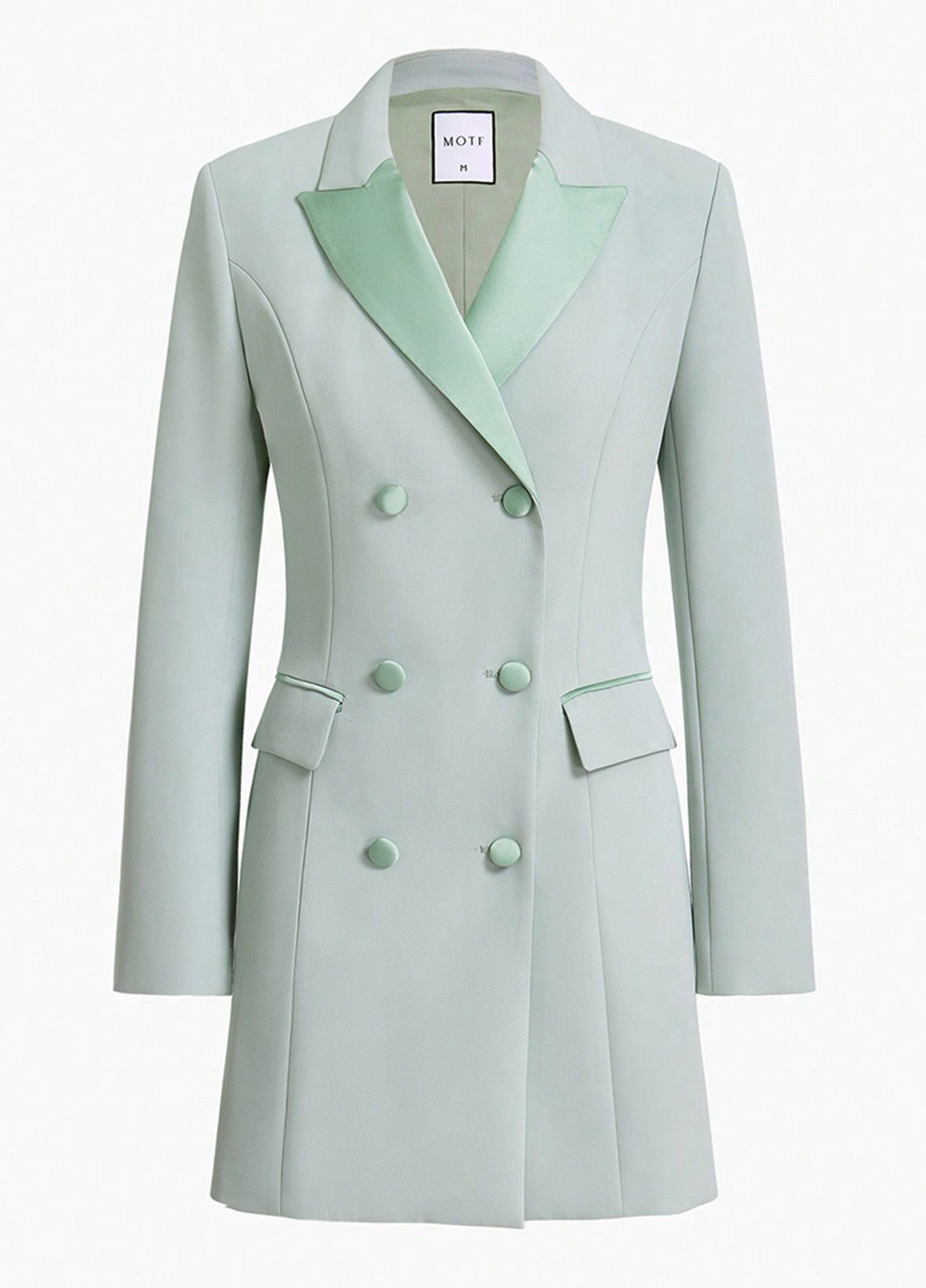 Мятное кэжуал платье платье-жакет SHEIN однотонное