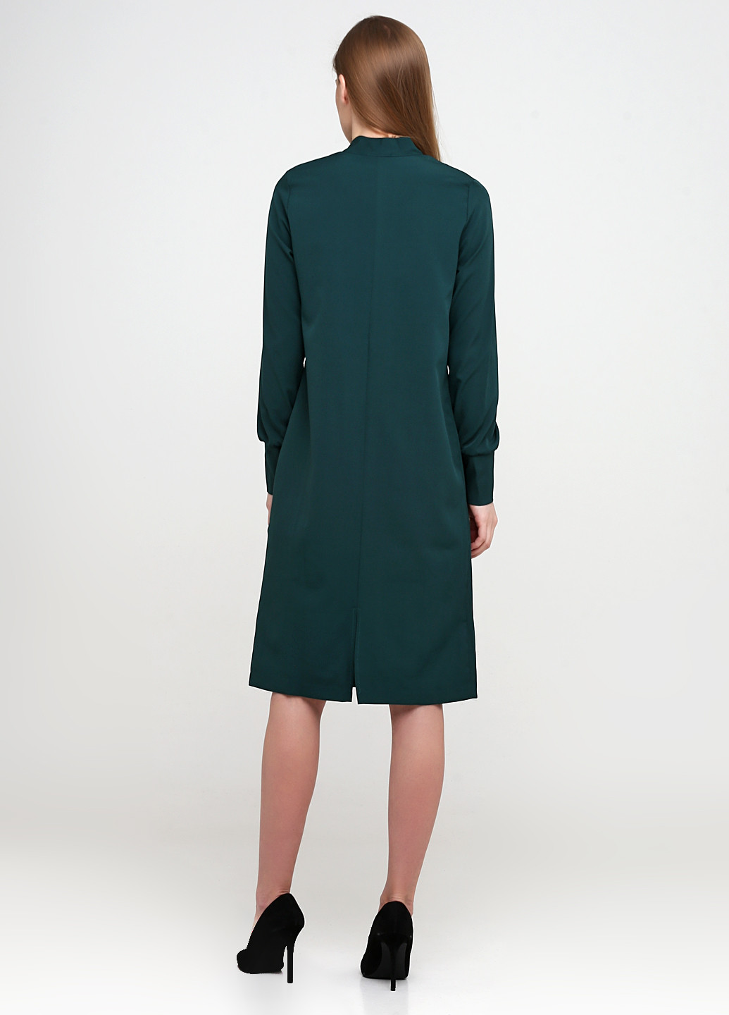 Темно-зеленое кэжуал платье No Brand однотонное